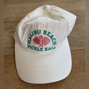 Mighty Fine Women's Pickle Ball Malibu Beach Baseball Hat White
